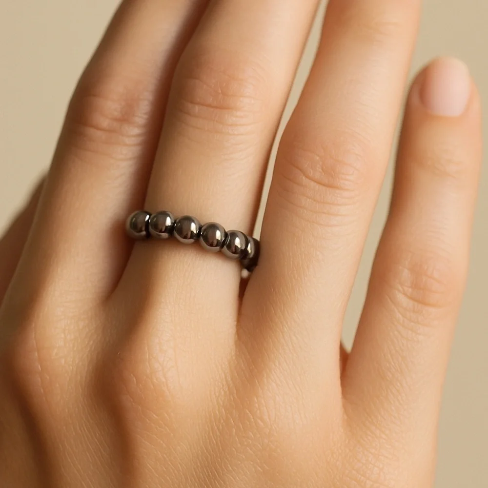 Metallic Beaded Band Ring
